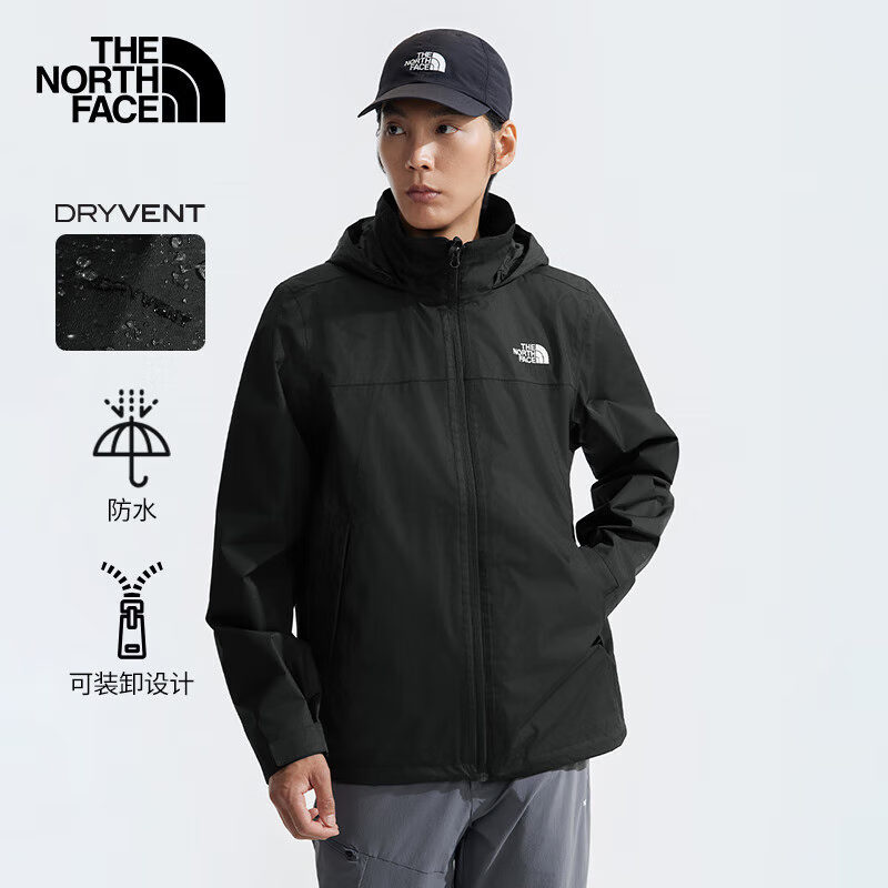 plus会员：The North Face 北面冲锋衣 男户外单层硬壳外套88FR 黑色4H0 XL 741.51元 包邮 （冲锋衣裤折扣榜第一名）