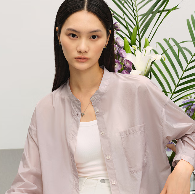 網(wǎng)易嚴(yán)選 女士寬松霧感云朵防曬襯衫UPF40+ 4057914 ￥77.57