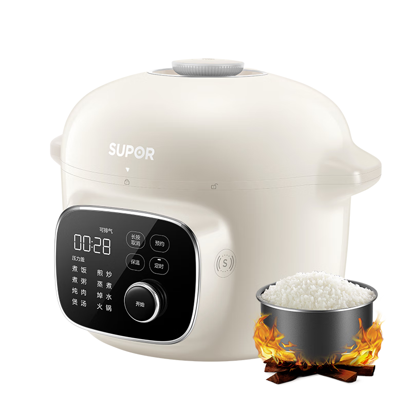 蘇泊爾（SUPOR）電壓力鍋家用多功能全自動高壓鍋 智能預約電飯鍋小型4升多功能料理快鍋 【一機多功能】 4L 398.65元（國補領后價，商品頁頭圖下方領取補貼）