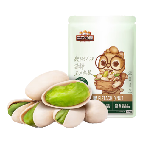 三只松鼠開心果250g/袋 無漂白每日堅果炒貨休閑零食地方特產(chǎn) 25.64元