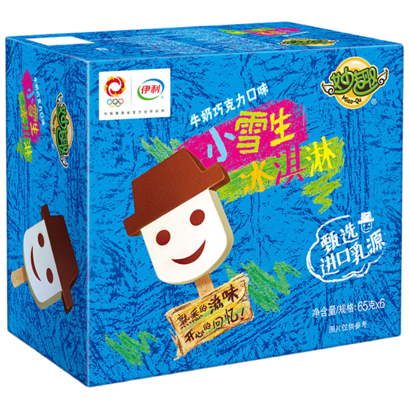 伊利妙趣小雪生 牛奶巧克力味冰淇淋 65克/支*6支 12.06元