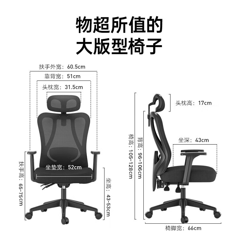 黑白調(diào) P1 人體工學(xué)電腦椅 標(biāo)準(zhǔn)版 300.26元