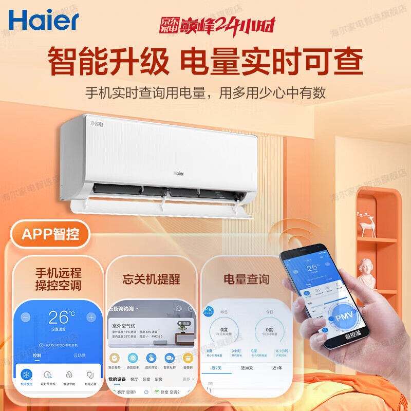 海爾 Haier 凈省電·真香版 KFR-35GW/E1-1 新一級能效 壁掛式空調(diào) 1.5匹 1309.2元