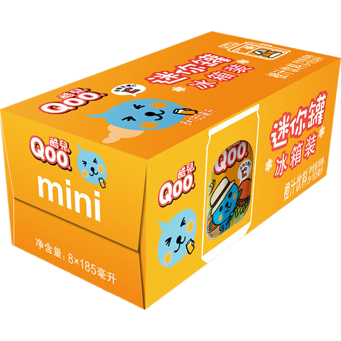 可口可樂美汁源 酷兒 Qoo 橙味果汁飲料 185ml*8罐 18.71元