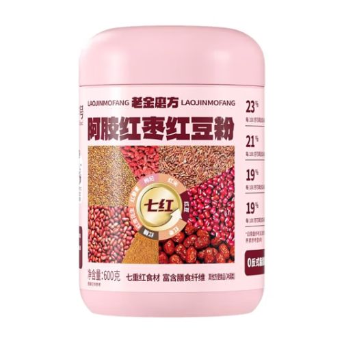 老金磨方阿胶红枣红豆粉600g罐装 代餐粉冲泡即食女性营养早餐食补谷物 阿胶红枣红豆粉600g*2 36.8元（需领券）