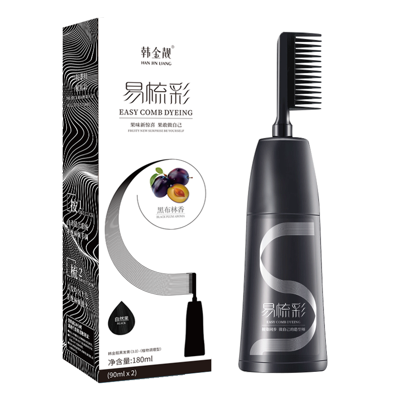 韓金靚 HANJINLIANG 易梳彩染發(fā)劑 自然黑180ml 19.9元