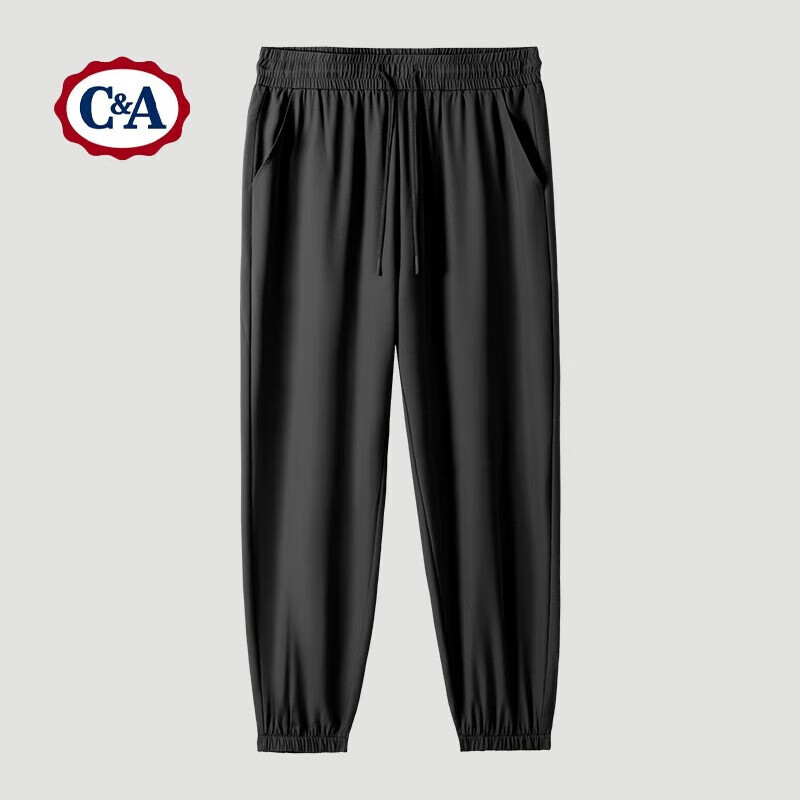 C&A 男士高端速干排汗运动裤 凉感透气束脚裤 黑色 M 59.9元（合29.95元/件）