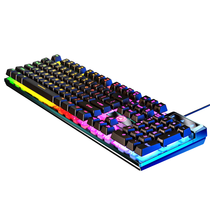 银雕(YINDIAO) K500键盘彩包升级版 机械手感 游戏背光电竞办公 USB外接键盘 全尺寸 黑色混光有线键盘 35.32元