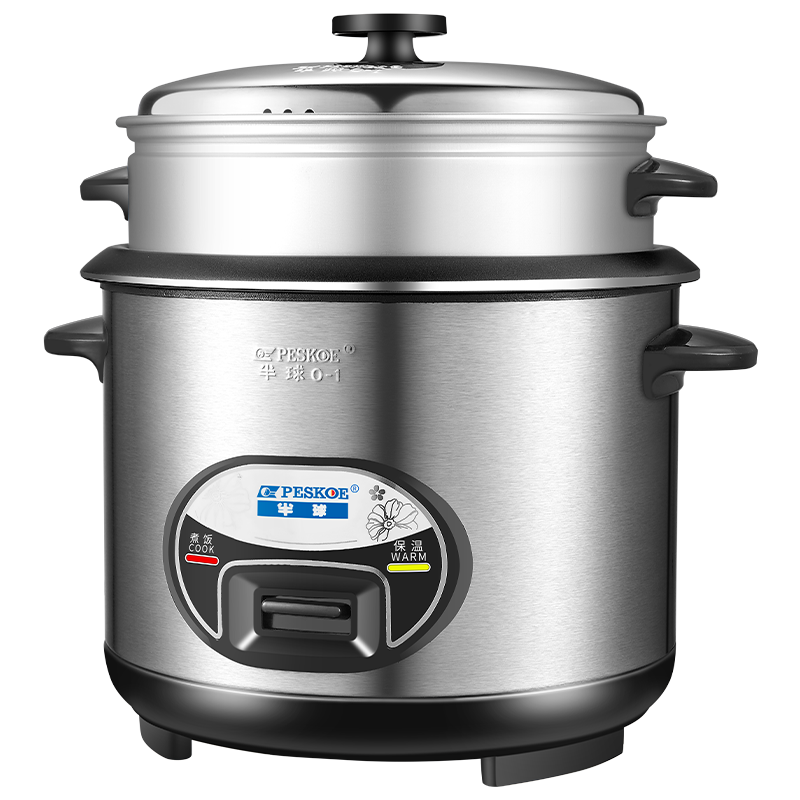 微信小程序、PLUS包郵：半球（PESKOE）電飯鍋 家用電飯煲 直身帶蒸籠電飯鍋煮飯鍋米飯鍋 全鋼外殼電飯鍋蒸米鍋 6L 126元（需領(lǐng)券）