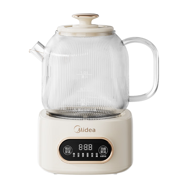 美的（Midea）全玻璃養(yǎng)生壺 辦公室燒水壺 家用多功能煮茶壺 花茶煮茶器 迷你小型電熱水壺 圍爐煮茶壺 國(guó)家補(bǔ)貼 【0膠水】YS10B101 1L 113.3元