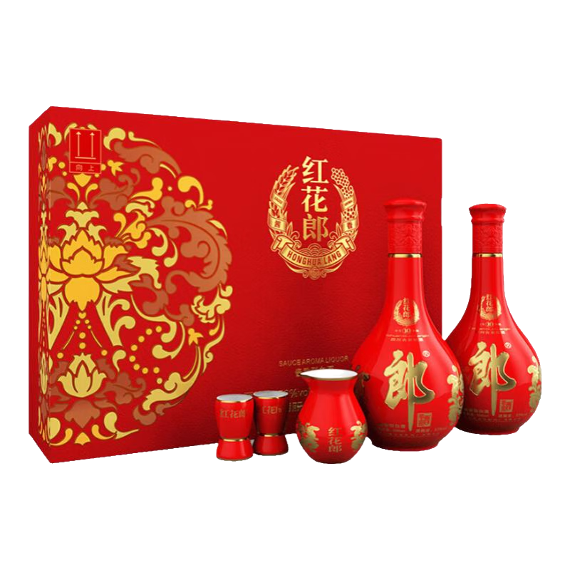 郎酒【官方旗艦】紅花郎紅10 醬香型白酒 收藏送禮 53度 500mL 2瓶 禮盒 639元（需領(lǐng)券）