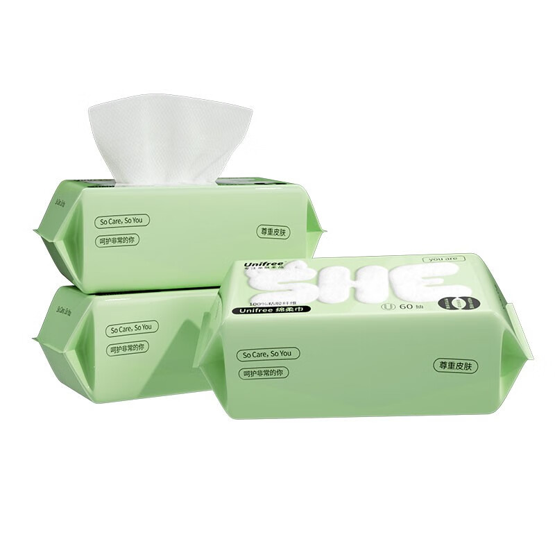UNIFREE 珍珠紋一次性洗臉巾 60抽*3包 券后16.9元包郵