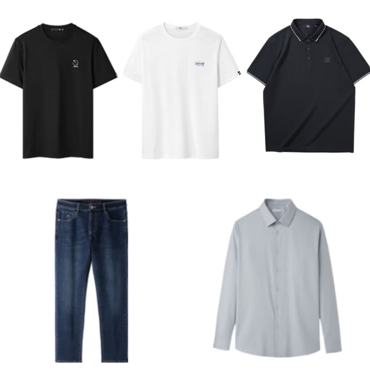 海瀾之家 短袖POLO*1件+T恤短袖*2+襯衫長袖*1+牛仔褲*1 券后80元（400元包郵/5件）