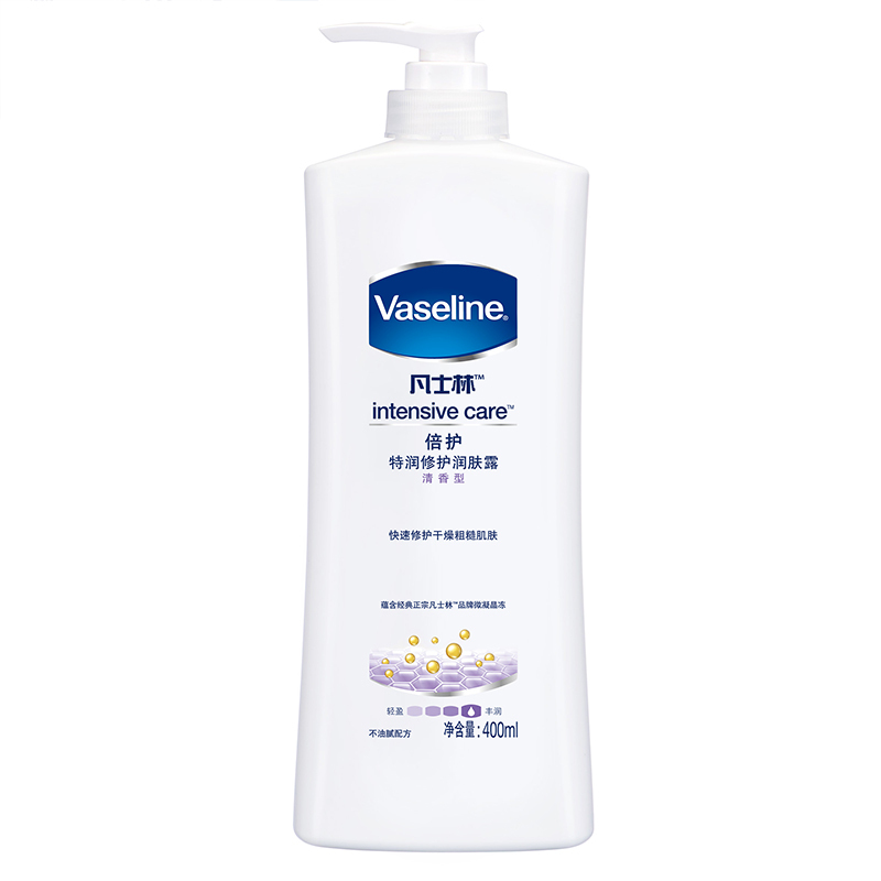 凡士林 密集滋潤身體乳 400ml（贈維達綿柔巾12抽） 36.87元（110.62元/3件）