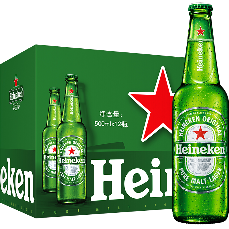 喜力經(jīng)典500ml*12瓶整箱裝 喜力啤酒Heineken 73.66元