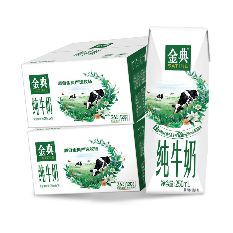 金典 純牛奶 250ml*16盒*2提 72.9元（需領券）
