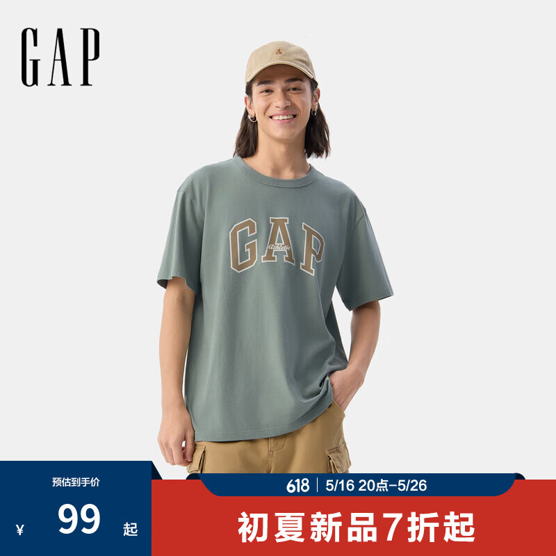 Gap 爆款降价车！纯棉字母印花logo短袖 美版797924（粉色不行 其他都有） 69元