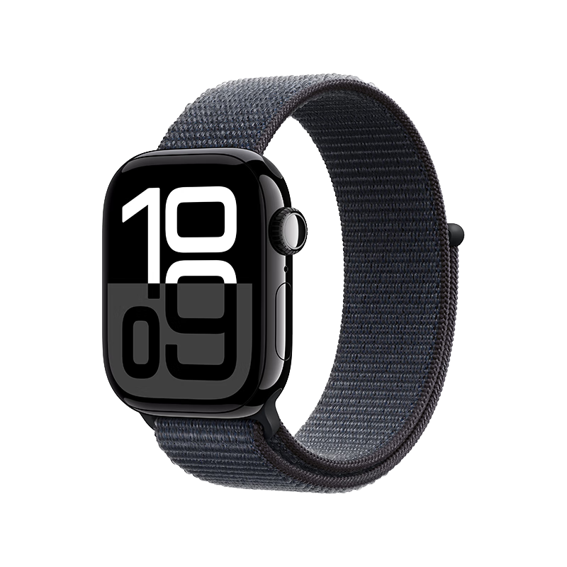 Apple Watch Series 10 智能手表42毫米亮黑色铝金属表壳浓墨色回环式运动表带【GPS款】MX1Q3CH/B 1859.81元