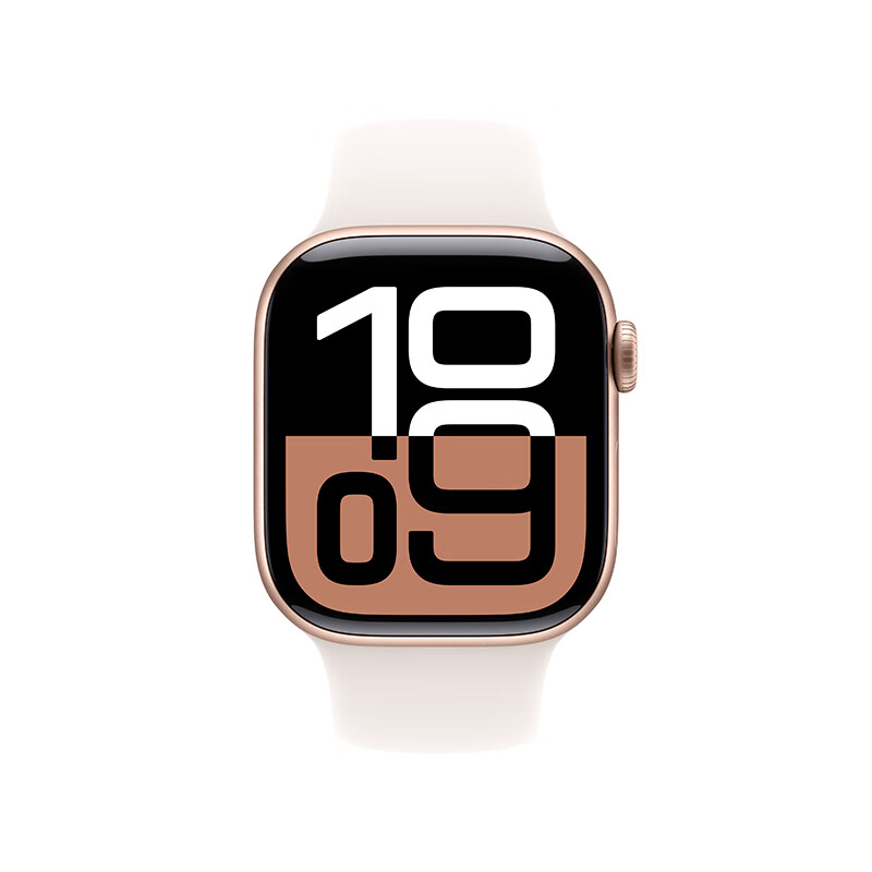 蘋果 Apple Watch Series 10 智能手表 GPS款 42mm 玫瑰金色 淡桃粉色橡膠表帶 S/M 券后1856.4元