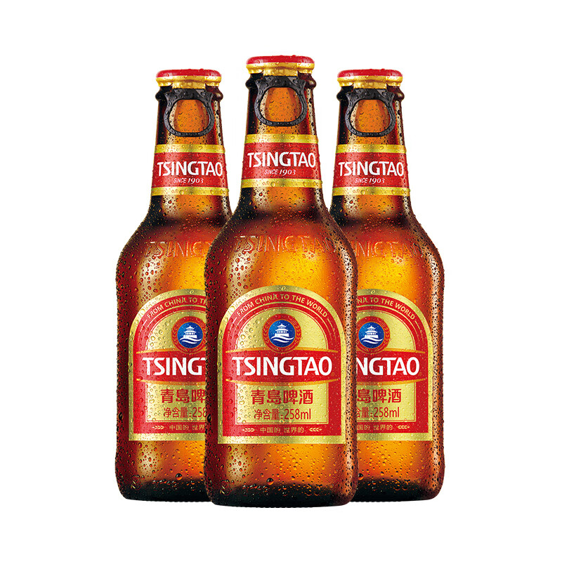 青島啤酒 TSINGTAO 小棕金11度拉環(huán)258mL*12瓶 贈全麥白啤330ml*6罐 49.66元