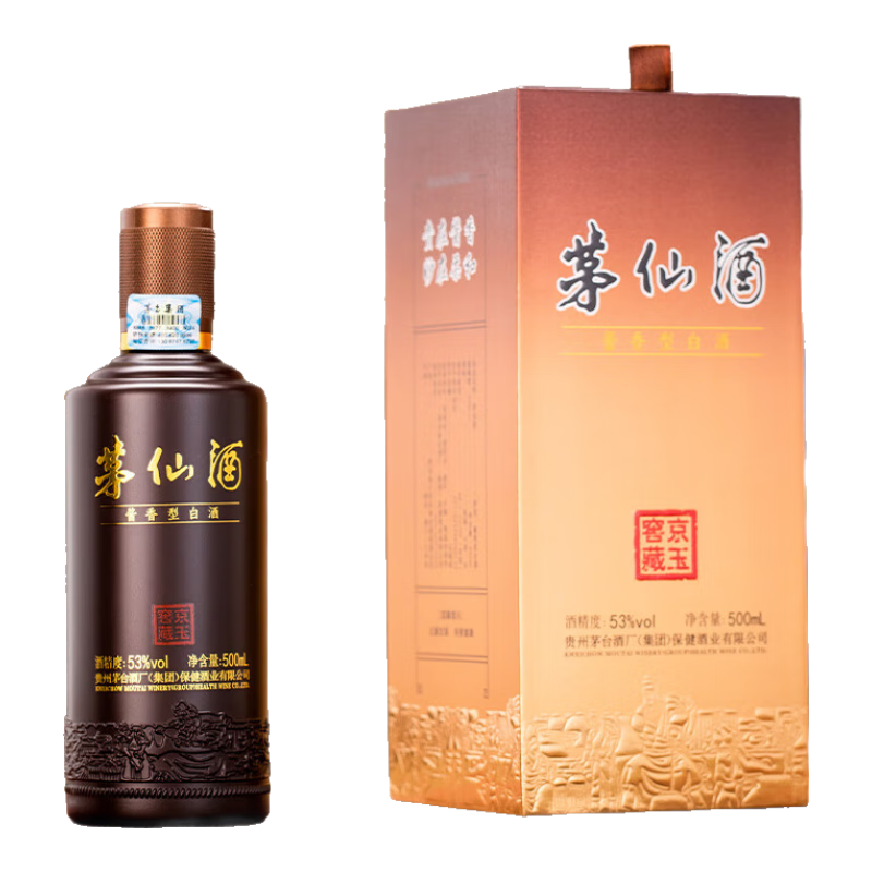 plus會員：茅臺 茅仙酒 京玉窖藏 500ml 53度（買1送1到手2瓶） 89.1元，折44.55UI啊面/瓶