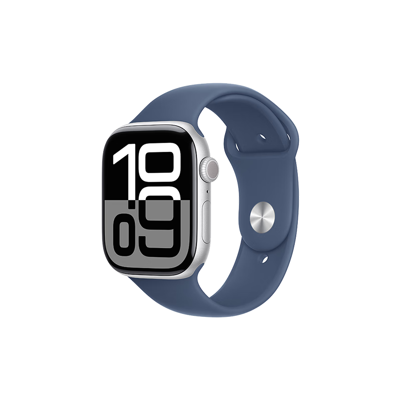 plus：Apple/苹果 Watch Series 10 智能手表GPS款46毫米银色铝金属表壳丹宁色运动型表带 2025.56元（需领券）