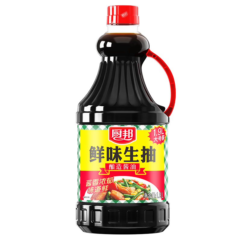 PLUS会员：厨邦酱油 鲜味系列 生抽 酱油1.9L 大瓶超值装 7.8元，砸券价更低