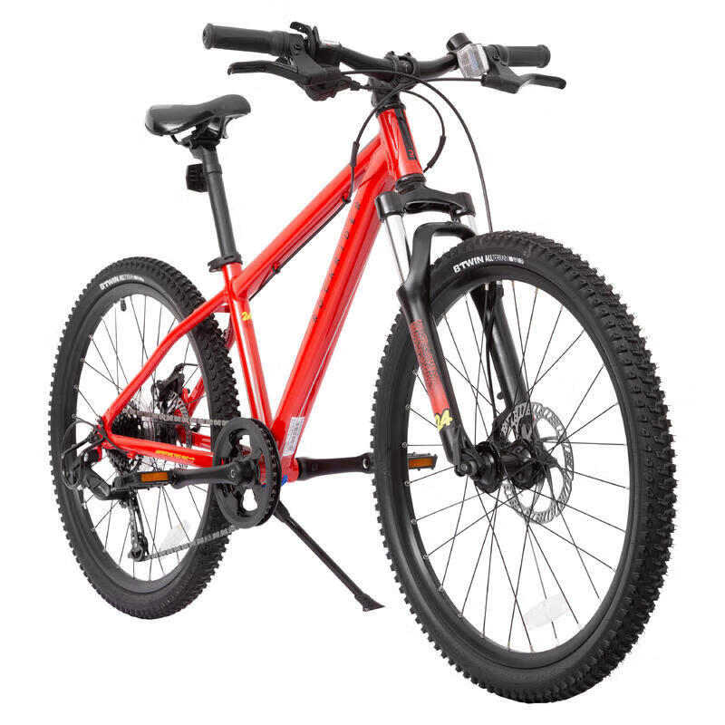 迪卡儂 DECATHLON 自行車兒童自行車青少年山地車碟剎8速24寸越野自行車紅- 4740868 1175.38元