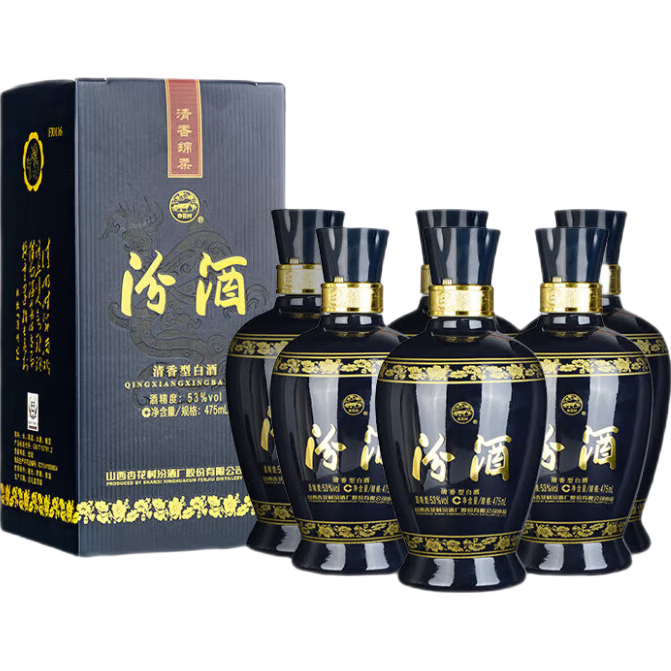 在降价、PLUS会员:汾酒 蓝汾 清香型白酒 53度 475mL*6瓶  633.5元（需领券）