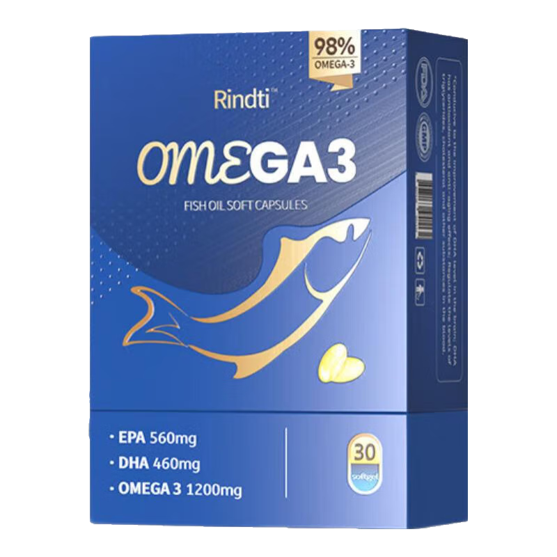 RindTi 深海魚油軟膠囊通血管降血脂omega3高含量dha+epa原裝進(jìn)口中老年成人保健品 【調(diào)節(jié)三高】高濃度魚油*3盒 316.15元