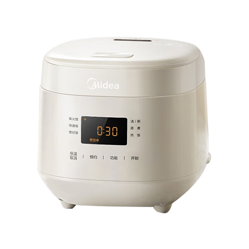 美的（Midea）電飯煲1-2-3人電飯鍋迷你家用預約多功能微壓煲湯可煮小米粥不粘內膽小型飯煲2L升 【奶油白】白玉晶釜內膽 1.8L 129.29元（需領券）