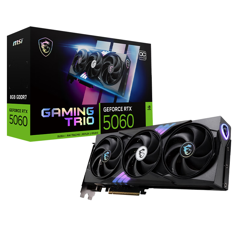 微星（MSI）魔龙 GeForce RTX 5060 8G GAMING TRIO OC 电竞游戏设计智能学习独立显卡 2884.51元包邮