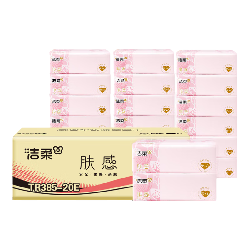 潔柔 膚感紙抽紙整箱 3層*100抽*20包*4件 79.6元（折0.99元/包，共80包）