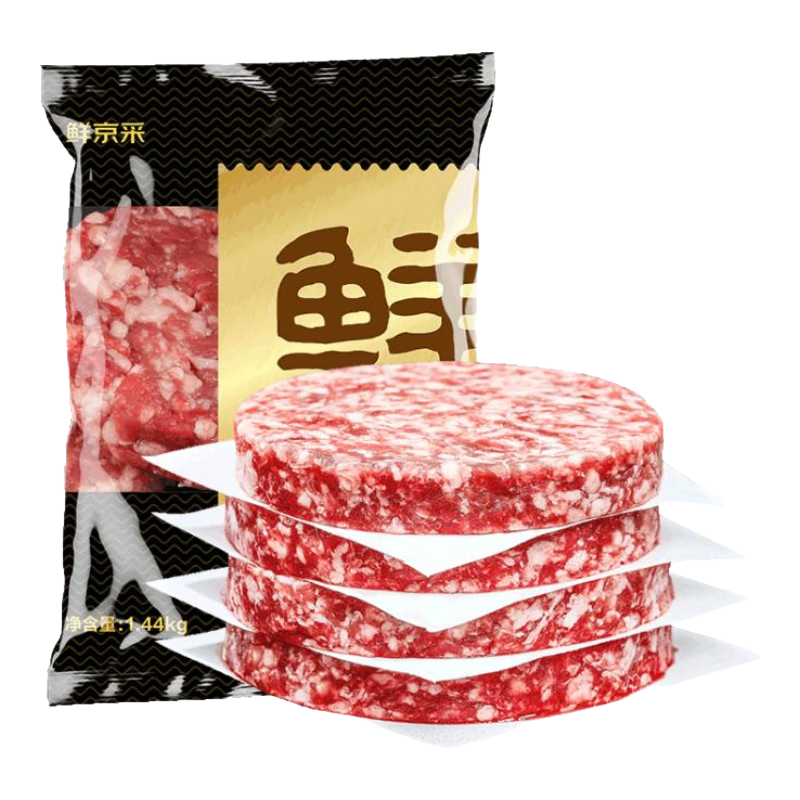 plus：鲜京采 谷饲纯肉牛肉饼 12片 1.44kg*2件 108.6元(概率券后49.3元/1.44kg)
