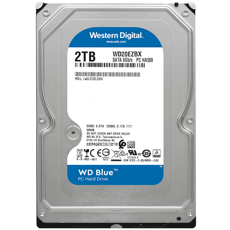 西部數(shù)據(jù)（WD）臺式機械硬盤 WD Blue 西數(shù)藍盤 2TB 7200轉(zhuǎn) 256MB SATA 電腦硬盤 3.5英寸 WD20EZBX plus會員用戶388.83元