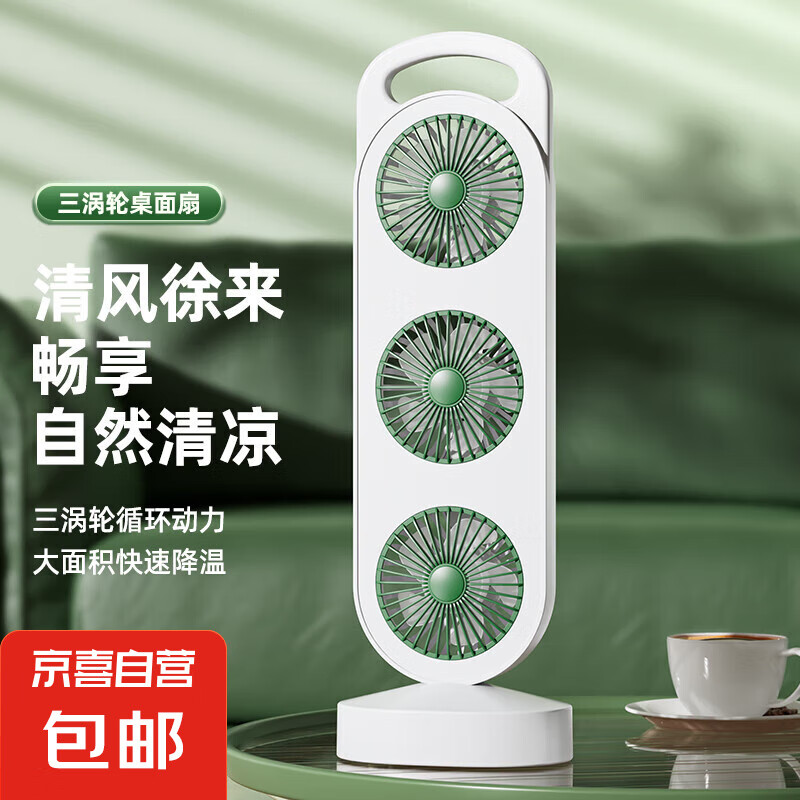 閉眼買、再降價：家用電扇三電機 大風力桌面風扇 【三電機】 靜謐綠 11.9元