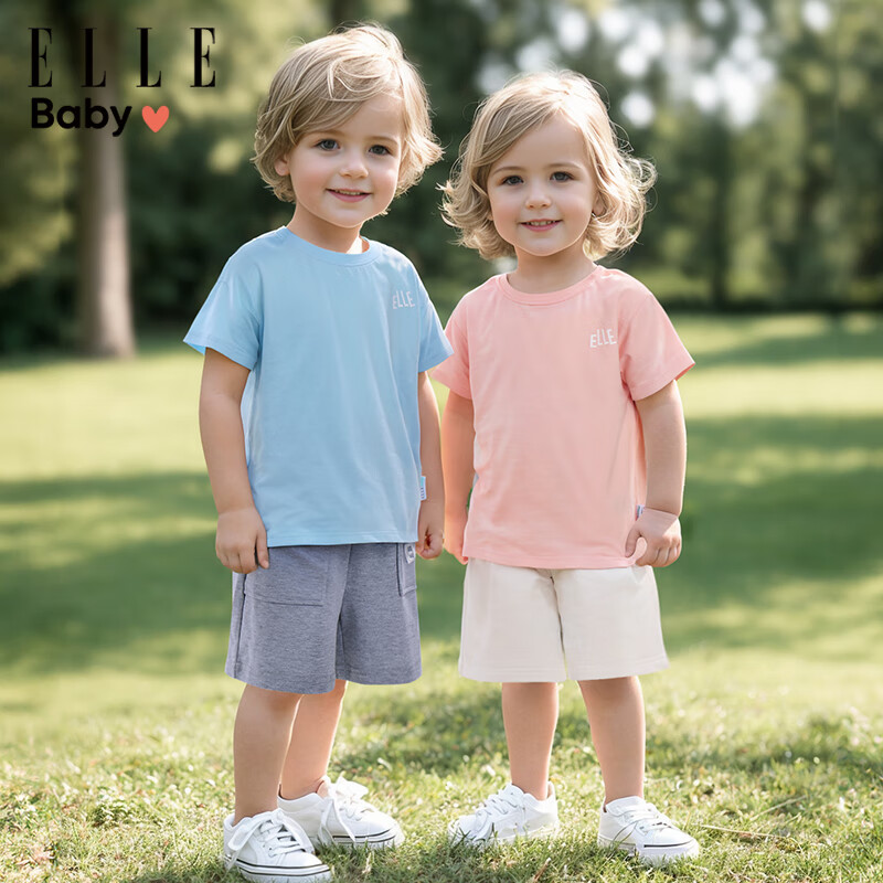 ELLE BABY儿童 纯色薄款短袖 × 3件 45.99元（需领券，合15.33元/件）