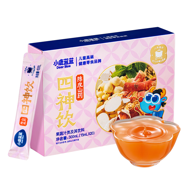 PLUS會員：小鹿藍(lán)藍(lán)陳皮山藥四神湯15ml*20支 免煮添加果汁兒童寶寶早餐零食飲料 19.5元（需領(lǐng)券）返10元超市卡