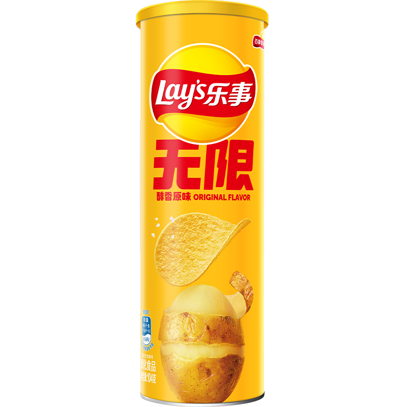 樂(lè)事（Lays）無(wú)限薯片 醇香原味104g 罐裝 膨化食品 零食 休閑食品 7.3元（合2.43元/件）其他地區(qū)自測(cè)