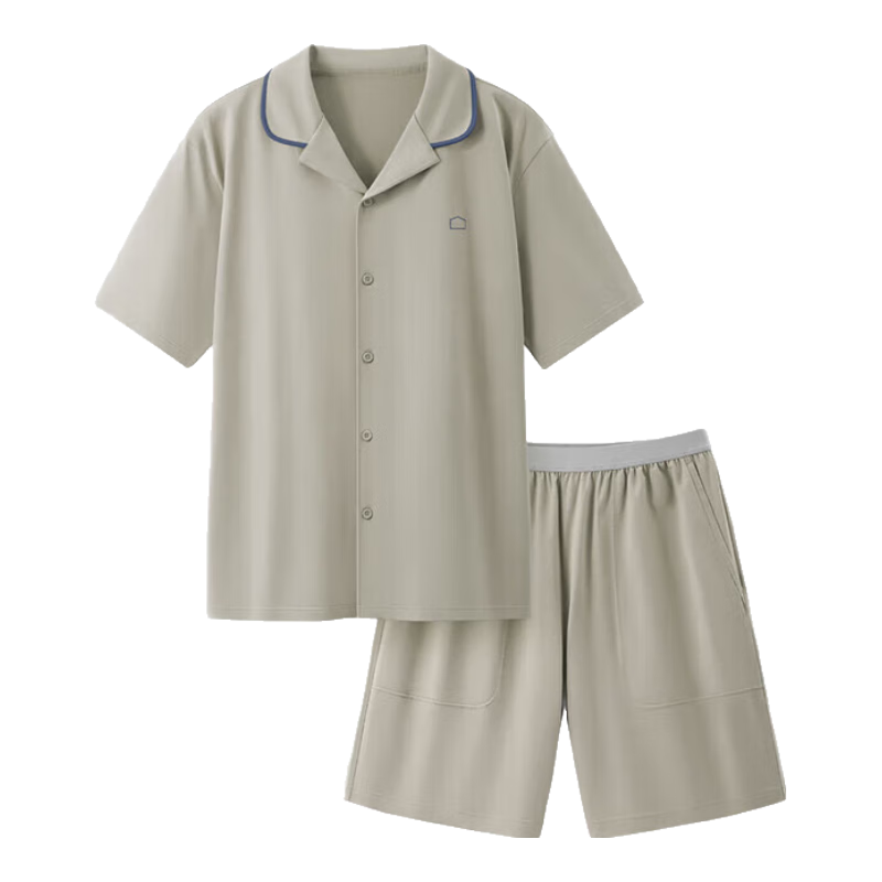 蕉內(nèi)棉棉301H睡衣男士春夏翻領(lǐng)純棉短袖短褲家居服套裝情侶款居家服 318.3元（合159.15元/件）