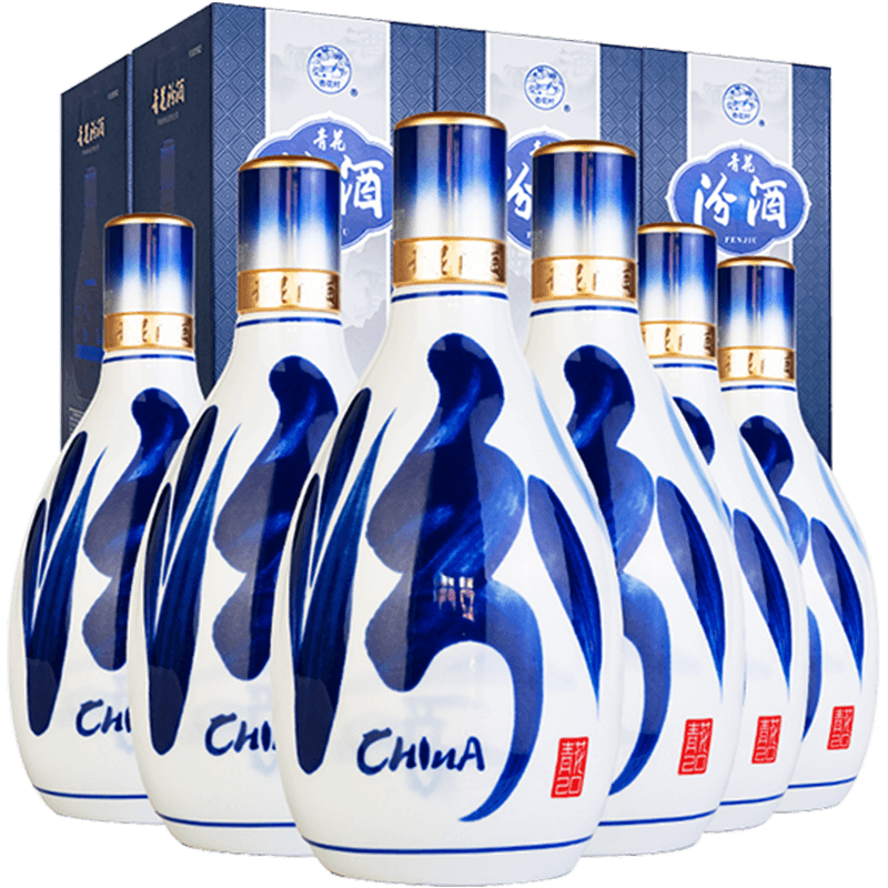 plus会员：汾酒 青花20 清香型白酒 商务宴请送礼白酒 53度 500mL 6瓶 整箱（新版）含礼袋 返后低至2370.62元（加入会员下单返120元京豆）