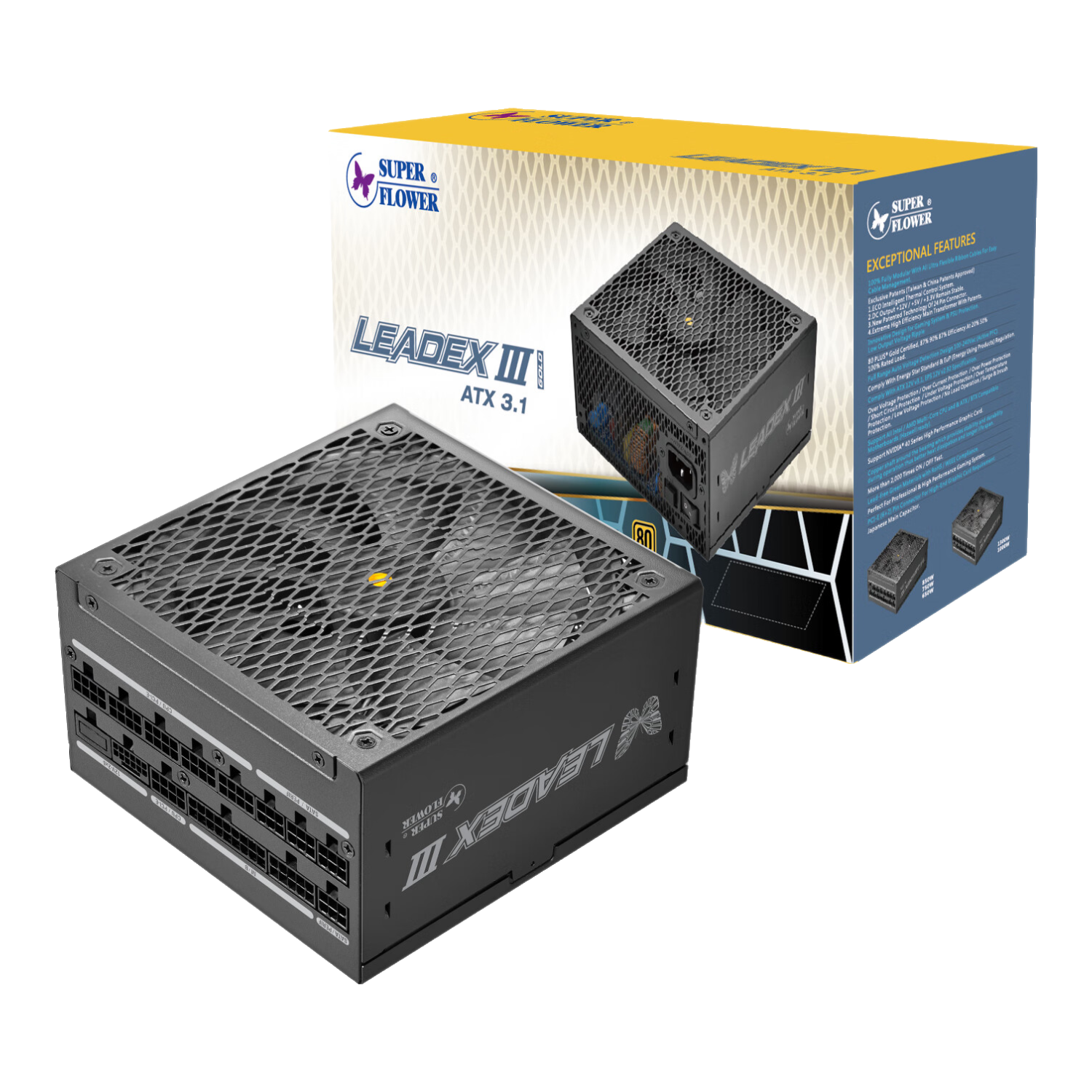 SUPER FLOWER振華 ATX3.1電源 額定1000W LEADEX III1000W 電腦電源 金牌全模/十年保固/支持 5090/9070顯卡 1438.02元（合719.01元/件）