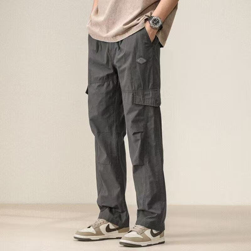 MUJI 無印良品 2025新款日系復(fù)古多口袋工裝褲直筒寬松機(jī)能沖鋒褲子品質(zhì)通勤男裝 黑色 M 券后59元
