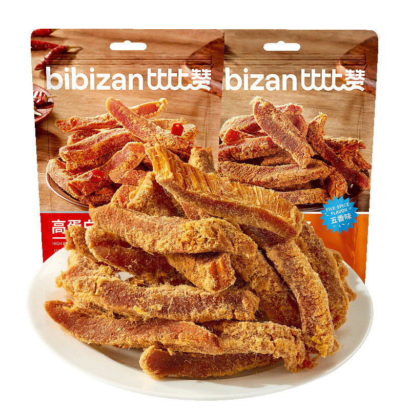 比比赞（BIBIZAN）高蛋白鸡胸肉条500g香辣味风干鸡肉干减解馋健身低解饿脂休闲零食 18.6元
