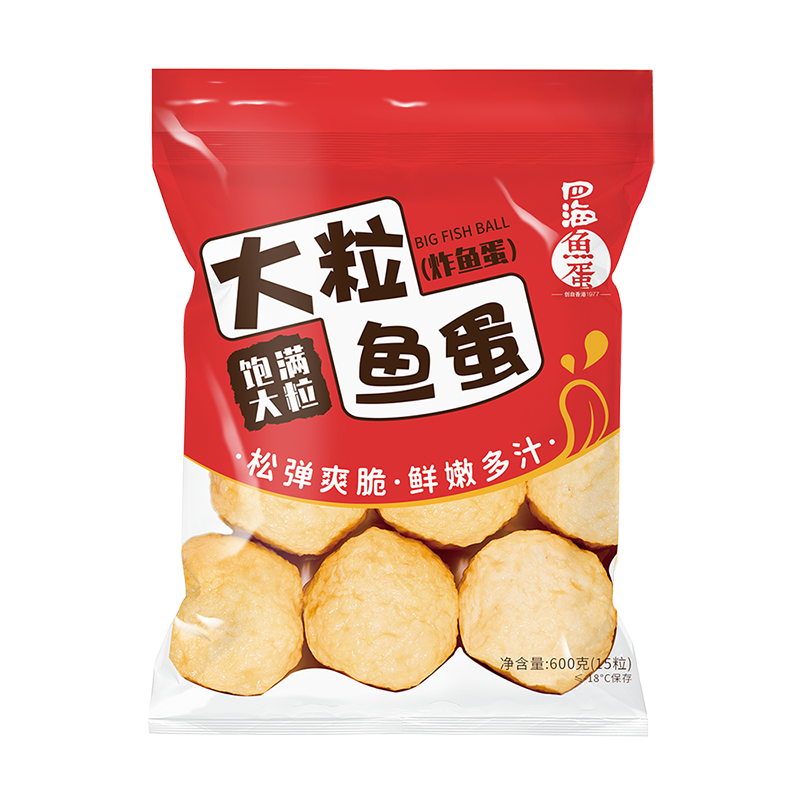 四海鱼蛋供港品质大粒炸鱼丸600g肉含量约70﹪火锅食材关东煮生鲜麻辣烫 143.58元（合35.9元/件）