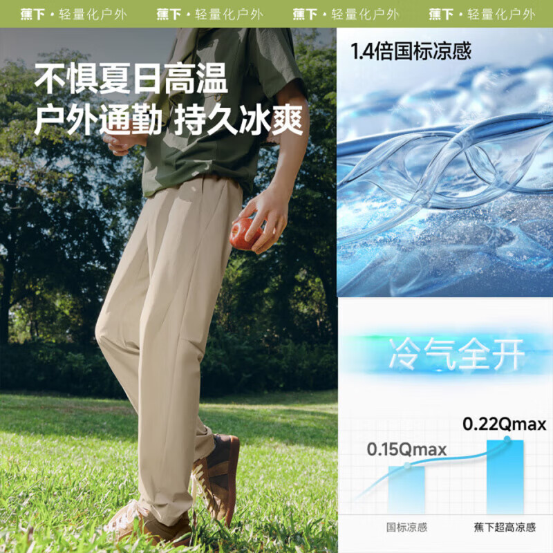 蕉下 男士夏季凉感直筒裤（4色可选） 123.08元