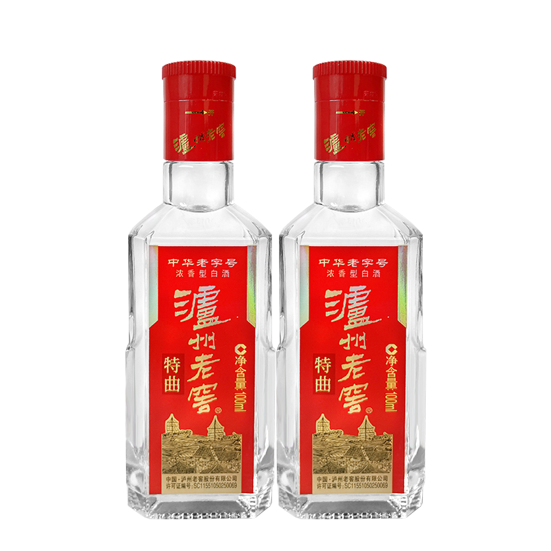 瀘州老窖特曲 濃香型白酒52度100ml*2瓶 品鑒小酒禮盒 58.41元