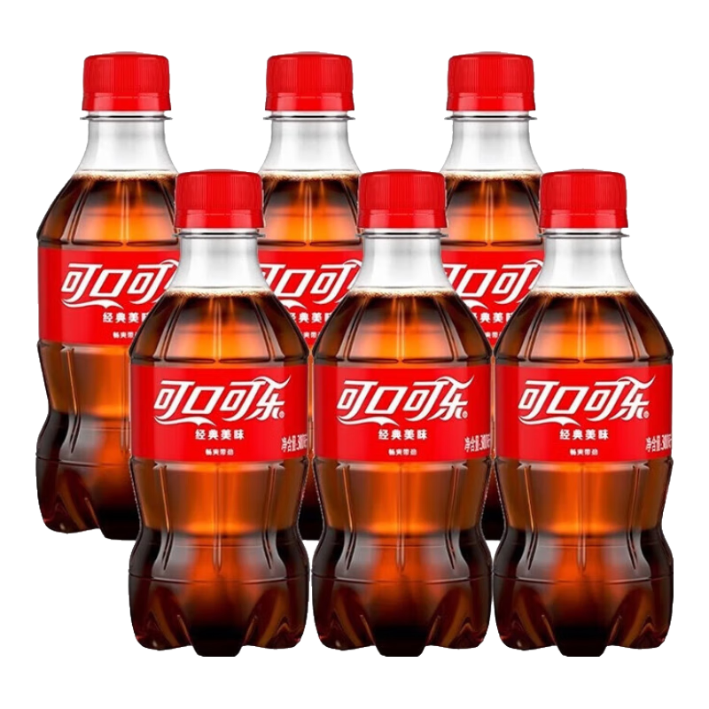 可口可樂（Coca-Cola）汽水碳酸飲料 300ml小瓶裝系列飲料 可樂300ml*6瓶 6.5元（需領券）