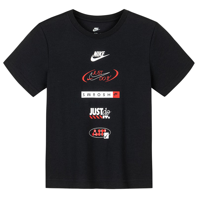 NIKE 耐克男童短袖T恤2025夏季轻薄柔软撞色logo儿童抗皱上衣 67.79元（需领券）