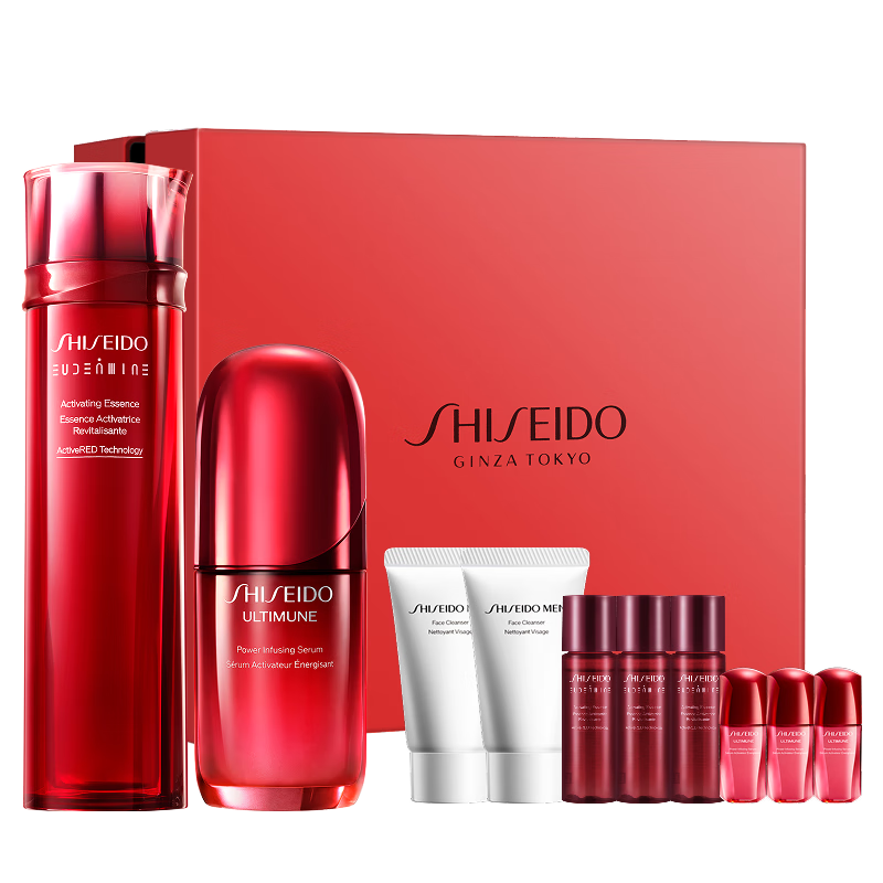 PLUS會(huì)員：SHISEIDO 資生堂 全新紅腰子精華+紅色蜜露精萃液+贈(zèng)男士潔面30ml*2+紅色蜜露30ml*3+全新[紅腰子」精華10ml*3 1362.7元（需領(lǐng)券）